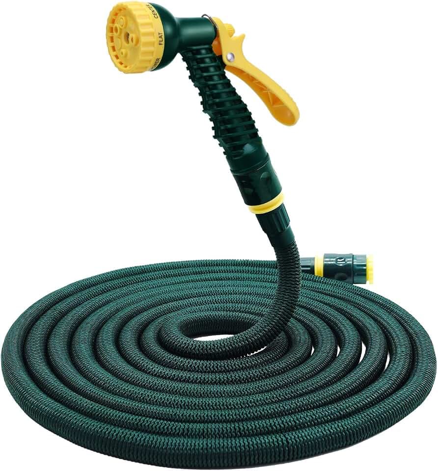 HERZO 15M Gartenschlauch Ausziehbar Wasserschlauch Flexibler expandierender Zauberschlauch mit 7 Einstellungen Multifunktionale Spritzwasserpistole 50FT