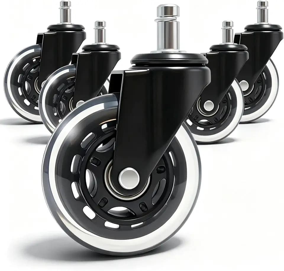 Office Chair Wheels 3 Inch, 880LBS Silent Casters, Transparent Black