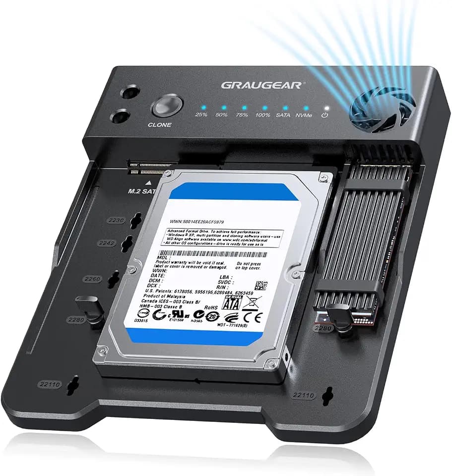 GRAUGEAR M.2 NVMe & SATA SSD/HDD Hard Drive Docking Station & Cloner Dock