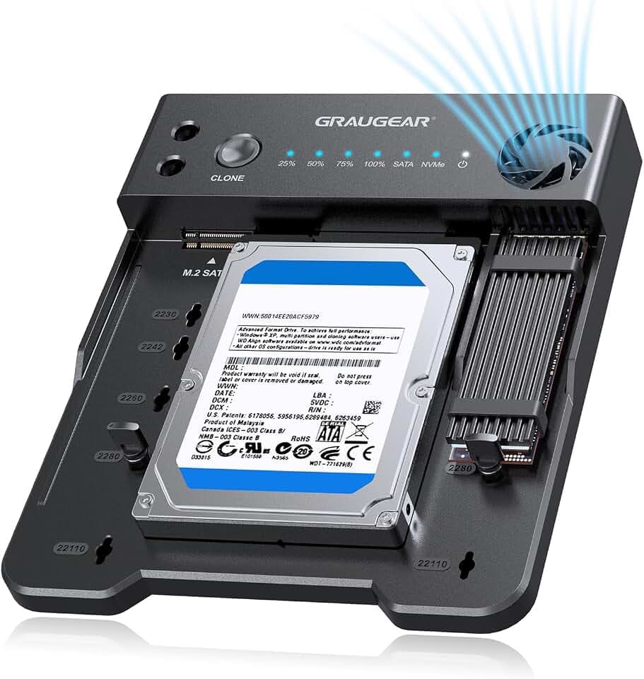 GRAUGEAR Bidirektional Clone Station für NVMe SSD M.2, SATA M.2 2,5"/3,5"