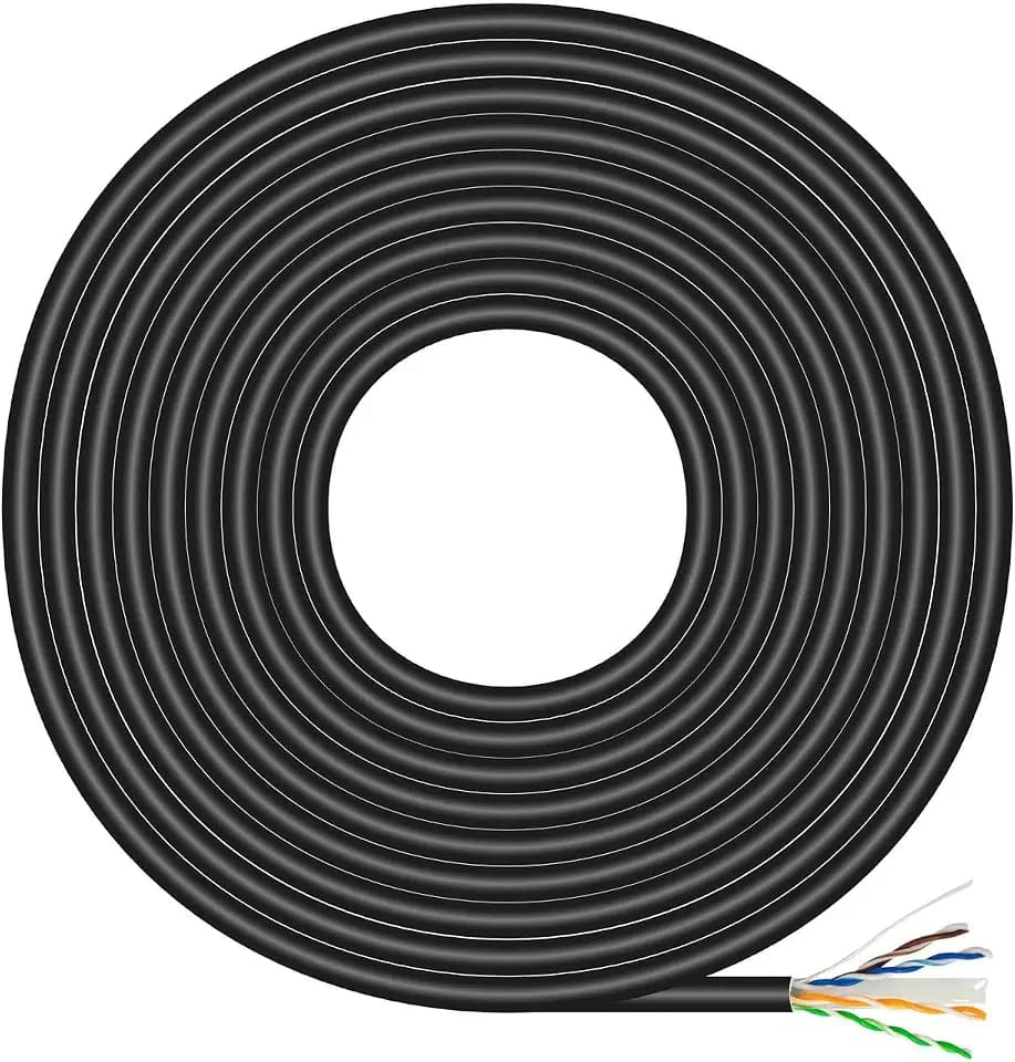 AISENS - A135-0675 - Wasserdichtes Netzwerkkabel für den Außenbereich, RJ45, Cat.6, UTP, Cca AWG23, Schwarz, 100 m