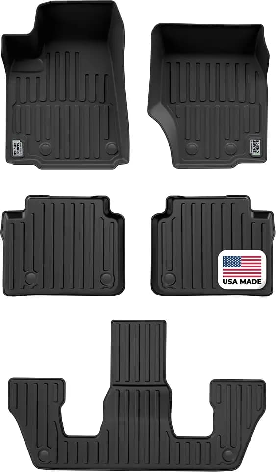 Smart Choice Car Floor Mats Custom fit for 2021-2026 Jeep Grand Cherokee L - Made in USA - Black - Full Set 1st, 2nd & 3rd Row