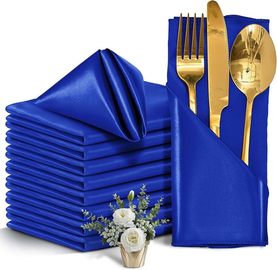 Satin Napkins, Royal Blue, 17" x 17", 50 Pieces