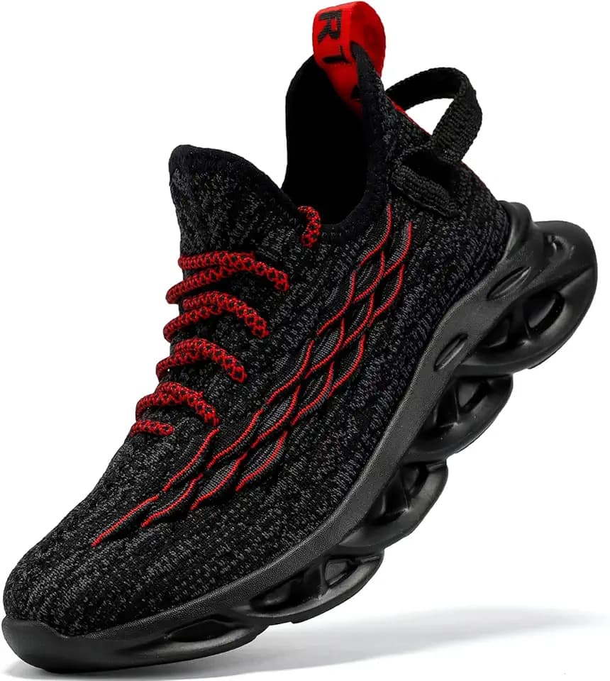 JMFCHI Boys Girls Kids Sneakers Knitted Mesh Running Tennis Athletic Shoes