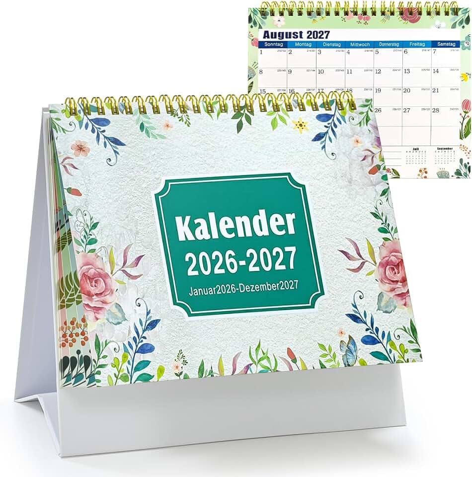 Tischkalender 2026-2027,Monatskalender,Schreibtischkalender,Kalender 2026,Tischkalender Monatsübersicht für Büro Familienplaner (Stil 1)