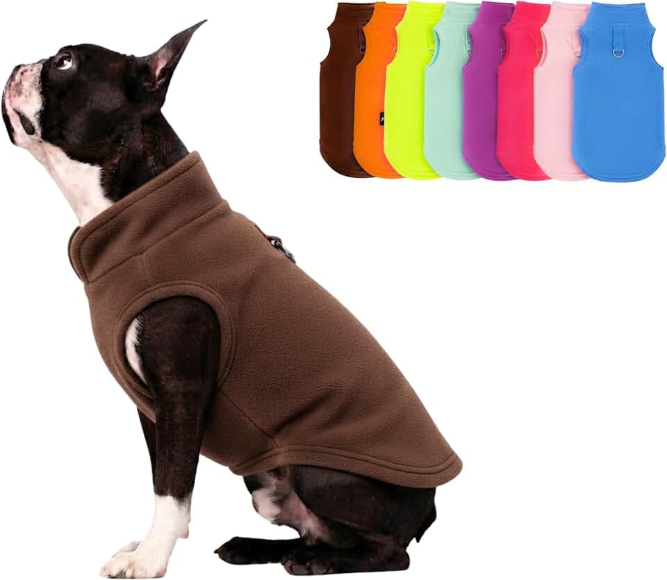 JACKO & CO Fleece-Weste mit Ring für die Leine – weich, leicht, atmungsaktiv für Welpen, kleine, mittelgroße Hunde, Kätzchen, Katzen, Chihuahua, warm für Herbst/Winter (Braun, Größe S, 1,8-2,7kg)