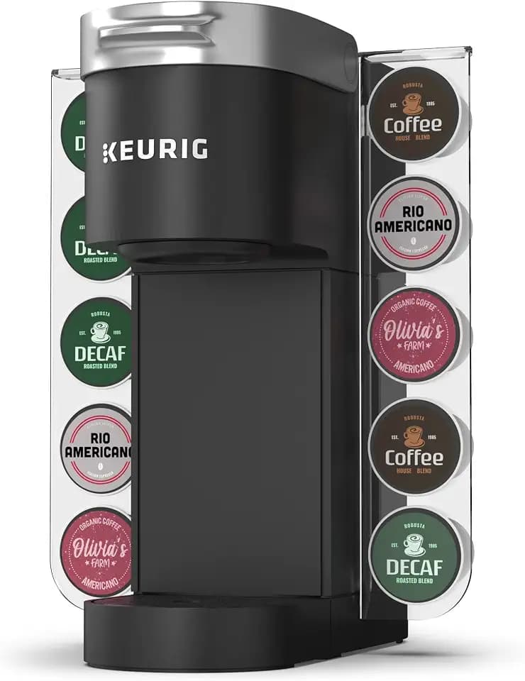 GALVANOX Acrylic K-Cup Holder for Single Serve Keurig Machines - Easy Pod Access Organizer for K Cups - Space Saving Modern Display, Holds 10 Pods (K-Mini/Plus/K Slim Coffee Maker and more)