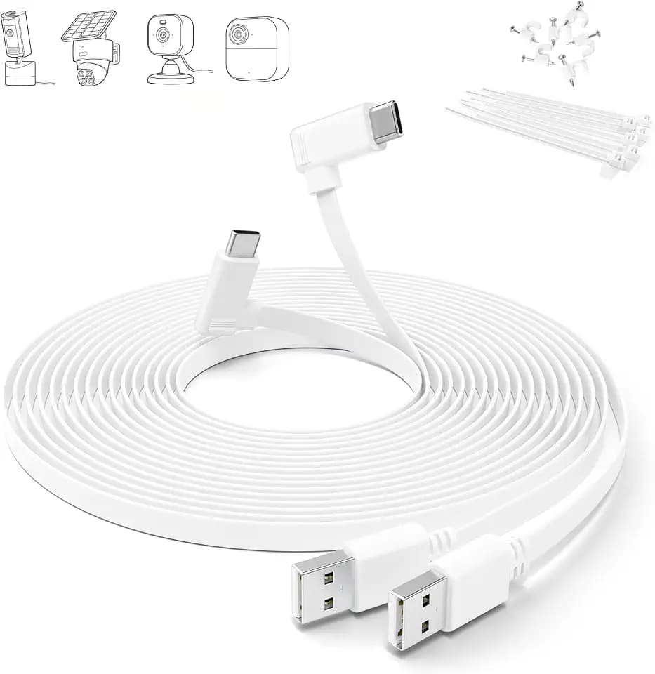 Itramax Flat USB C Cable 20FT/6M,2Pack Right Angle USB A to C Charger Cord