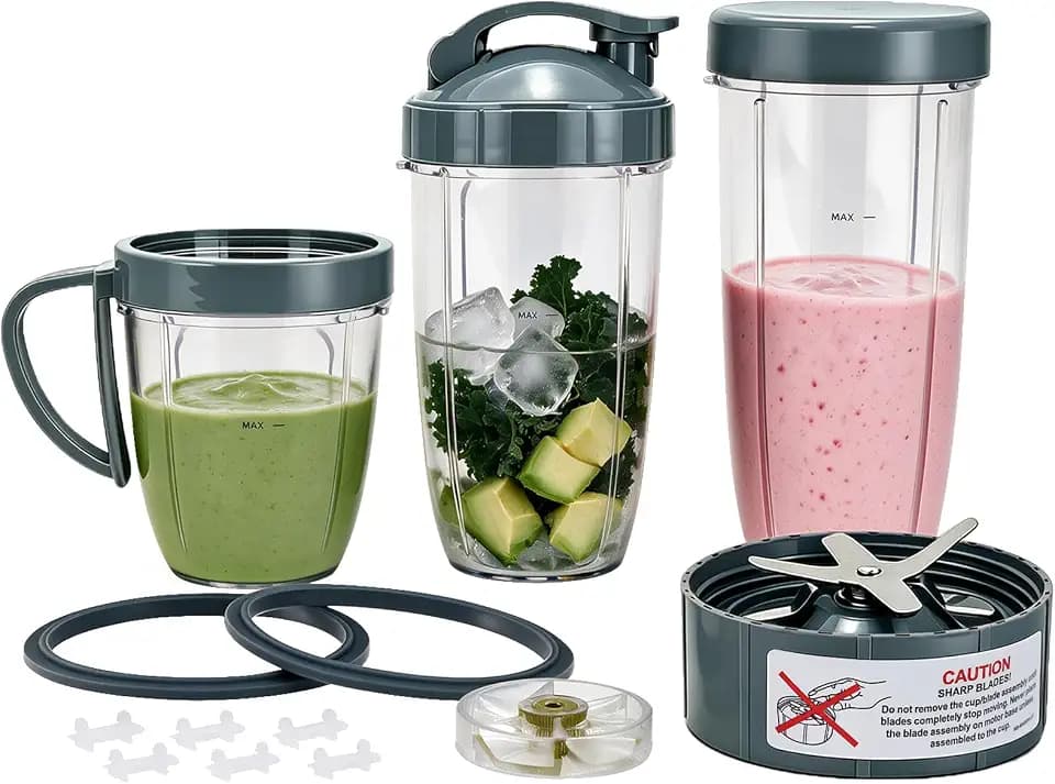 14 Stück Extraktor Klingen & Becher, Kompatibel mit NutriBullet 600W & 900W