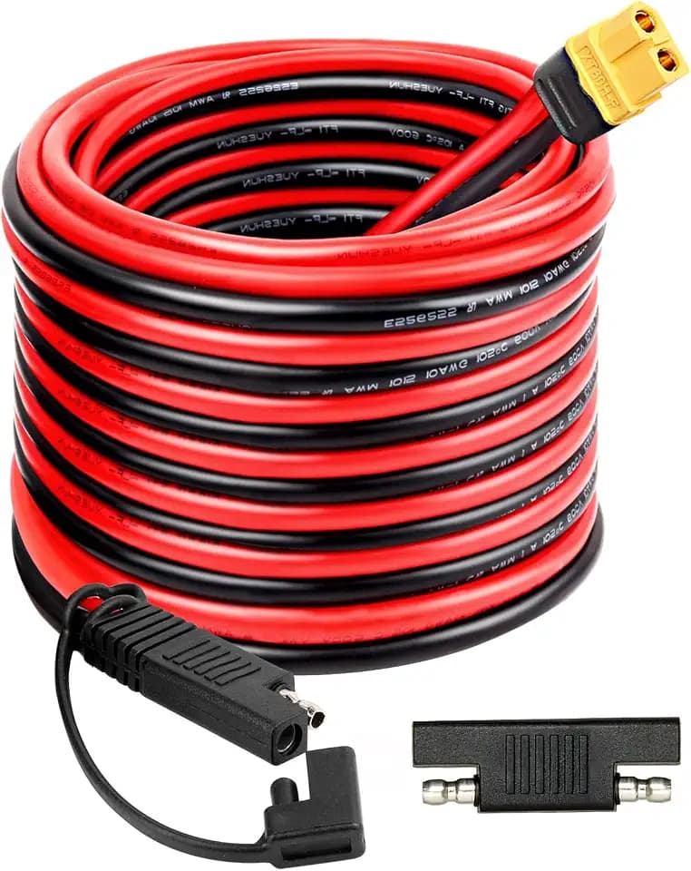 MOOKEERF 10AWG SAE to XT60 Connector Extension Cable 20FT, XT60 Female to SAE Cable With Polarity Reverse Adapter for Portable Power Station Solar Panel Generator