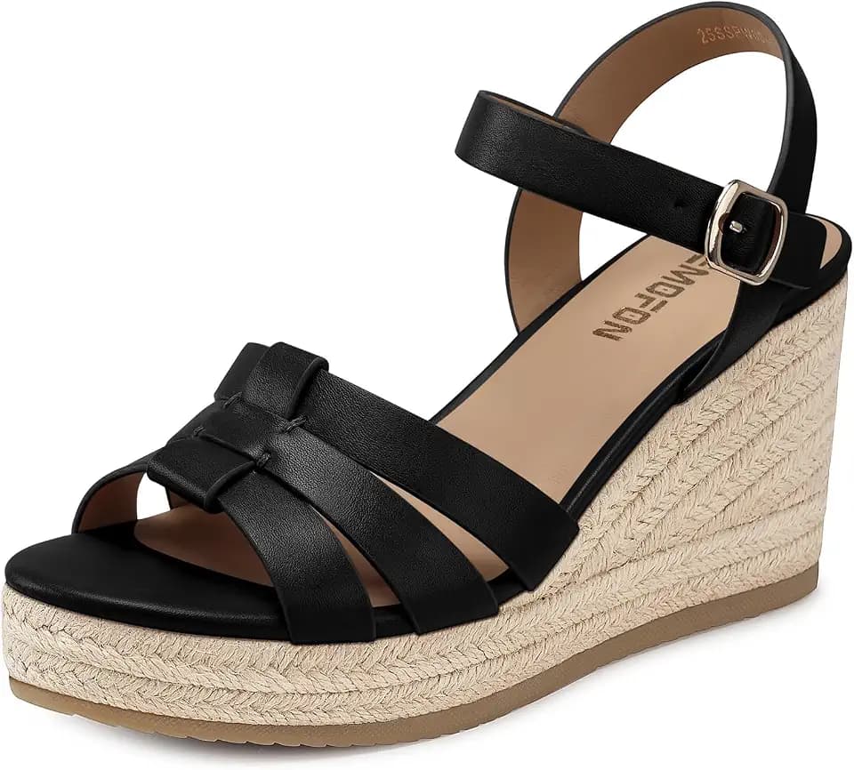TEMOFON Wedge Sandals for Women Dressy: Platform Wedge Espadrilles Sandals - Comfortable Summer Casual Open Toe Strappy Shoes Size 5-11
