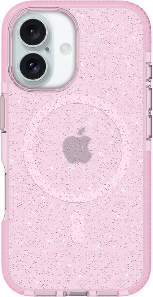 Prodigee iPhone 16 | Superstar | Sparkle Glitter Transparent Case | Drop Tested | Dual Layer Cover | Wireless Charging Compatible | Scratch Resistant (Superstar, Rose, iPhone 16 Plus (6.7))