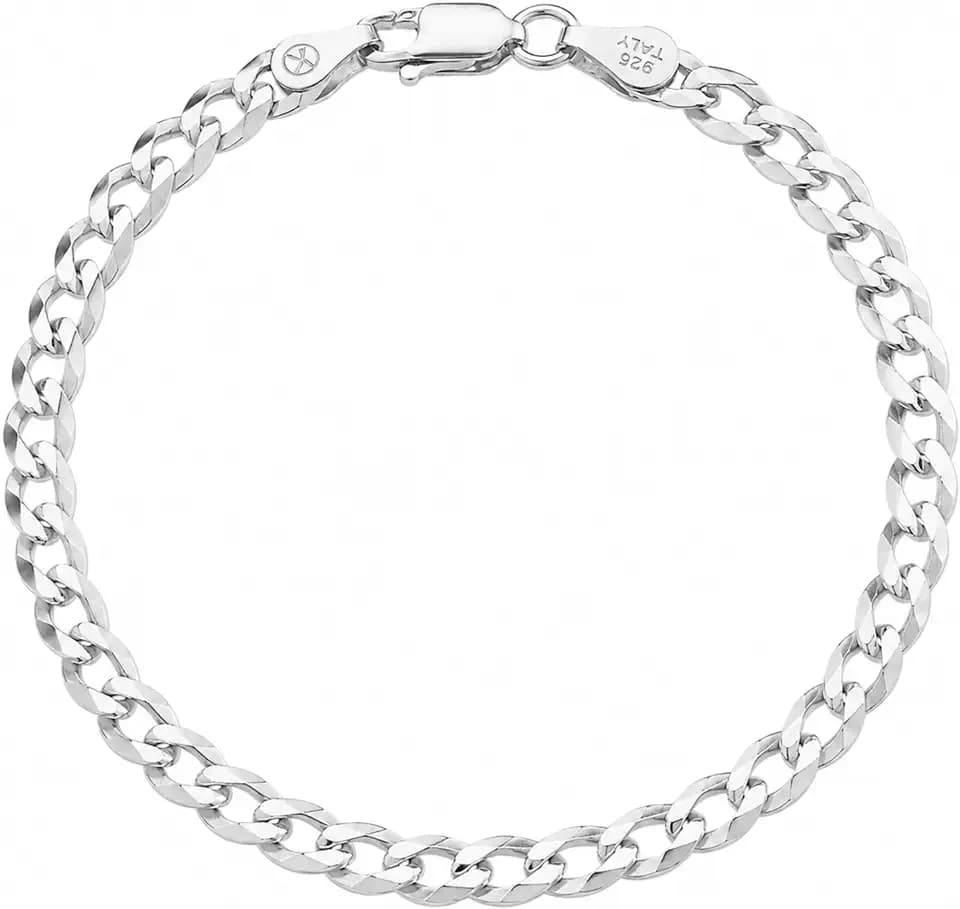 KISPER Solid 925 Sterling Silver Chain Bracelet for Men 5mm