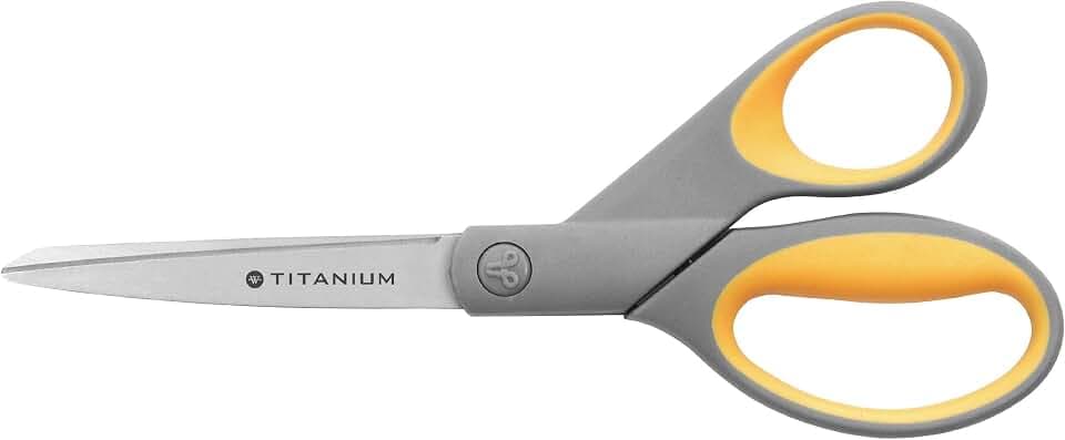 Westcott E-30481 00 Titanium Super Softgrip Schere, 21 cm, grau-gelb