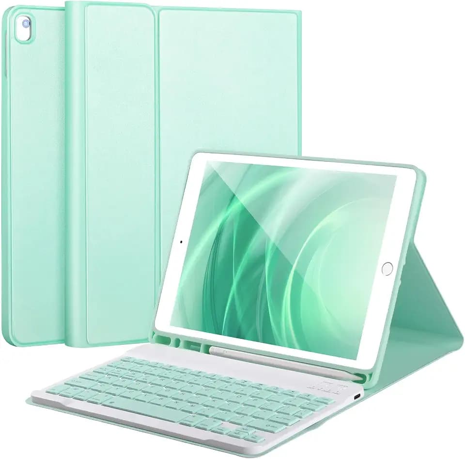 AHYWTAN Keyboard Case for iPad 9/8/7th Gen 10.2’’, Green