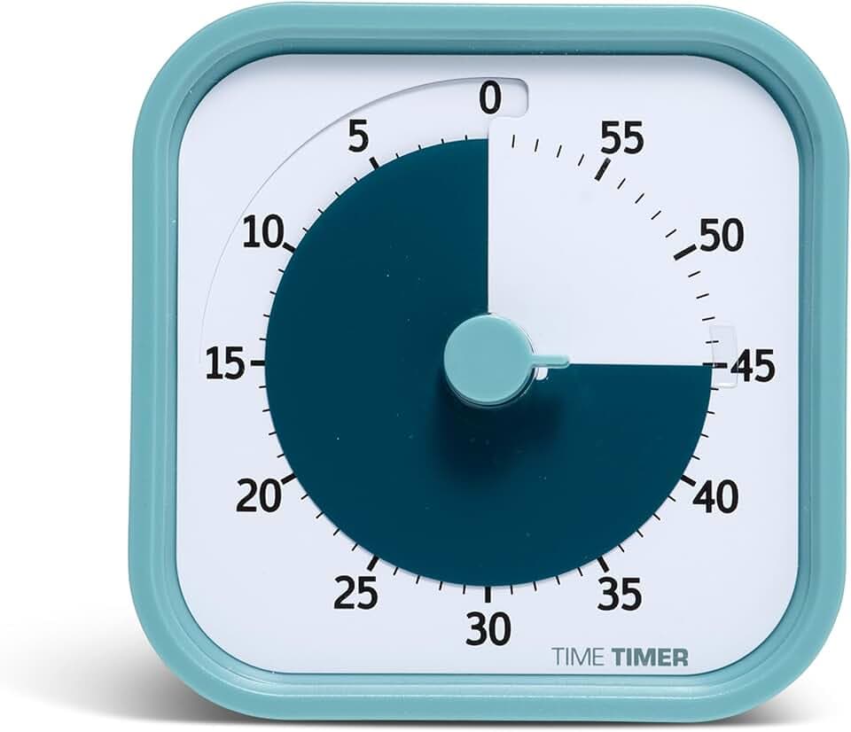 TIME Timer Home MOD — 60 Minuten Visueller Timer — für Heimschule Zubehör, Lernwerkzeug, Timer für Kinderschreibtisch, Büroschreibtisch und Meetings mit lautlosem Betrieb (Lake Day Blue)