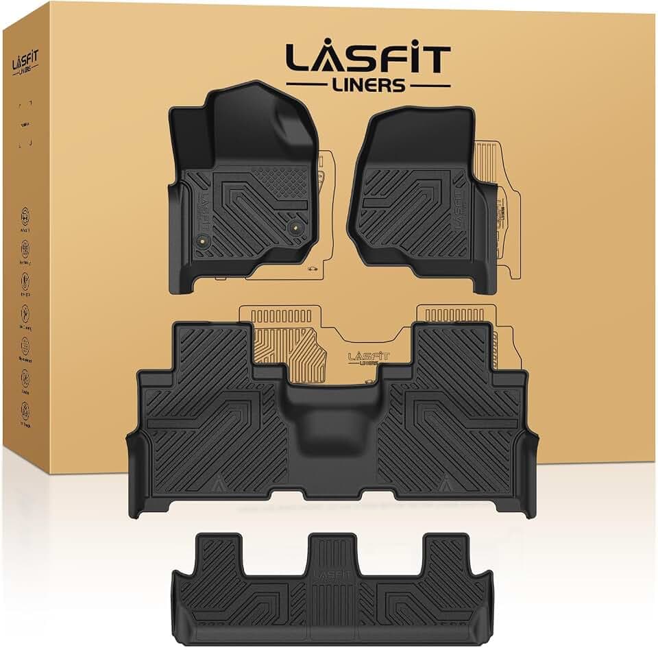 LASFIT Floor Mats for Ford Expedition Max 8 Seater 2021 2022 2023 2024