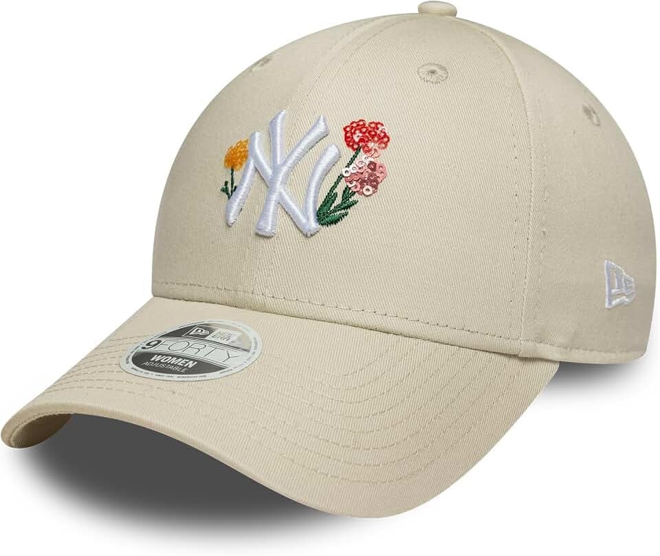 New Era 9Forty Floral Icon MLB Yankees Cap Basecap Baseballcap Curved Brim Strapback NY York Damen - Metallschnalle, mit Schirm Frühling-Sommer