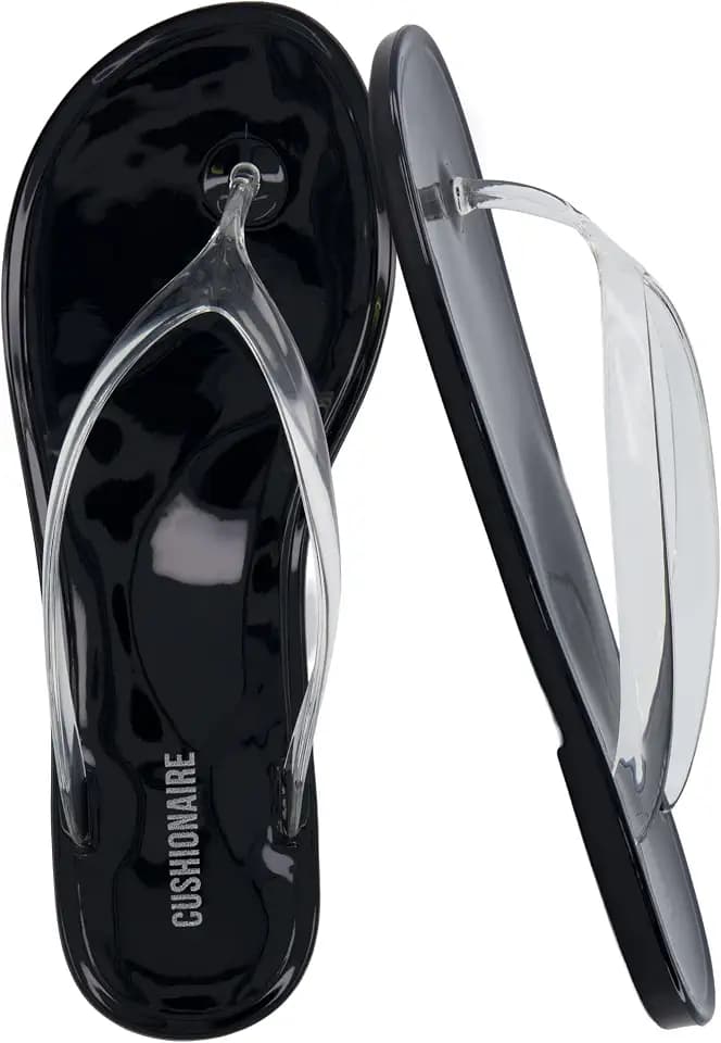 CUSHIONAIRE Splash Jelly Flip Flops for Women With Flexible Sole, Glossy Jelly Finish Summer Sandals for Women