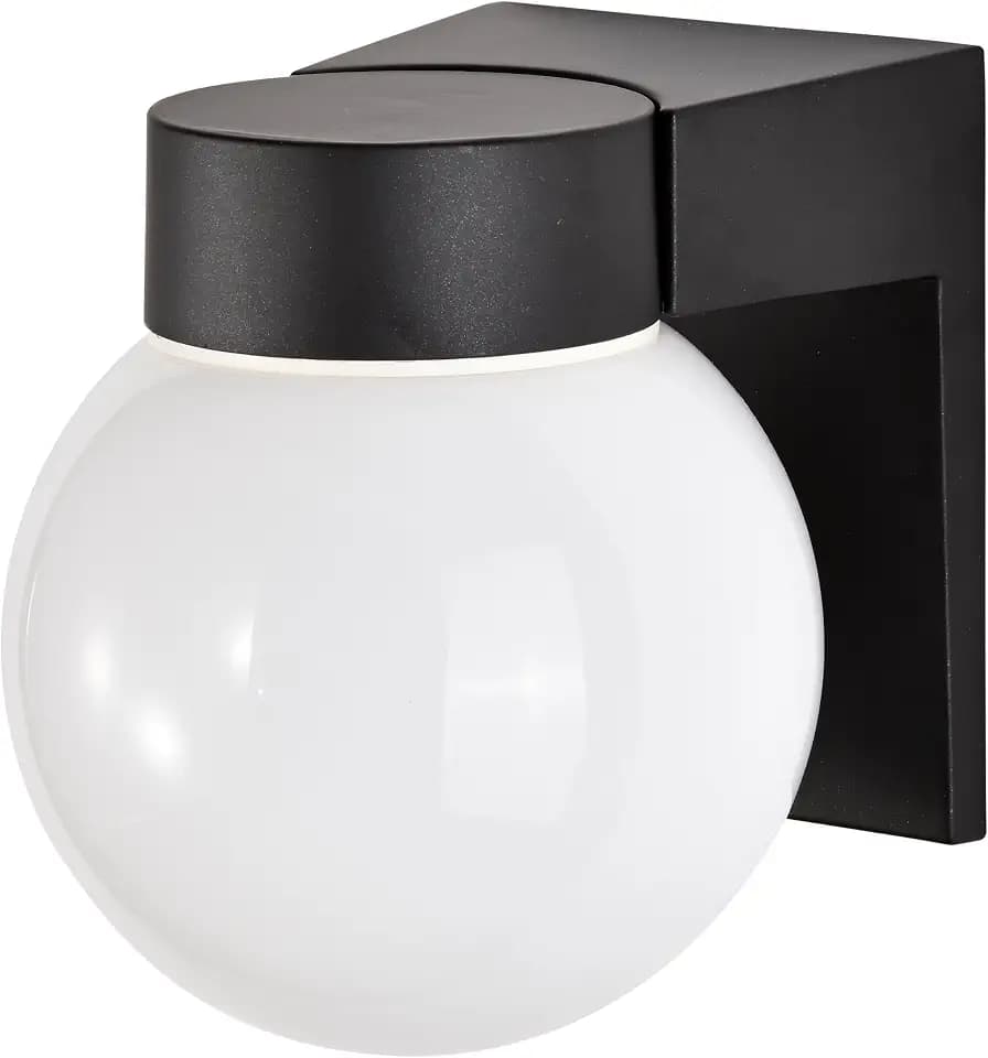 Nuvo Lighting SF77/140 Utility Fixture Die Cast Aluminum Durable Outdoor Wall Mount Porch and Patio Light with White Glass Globe, Black
