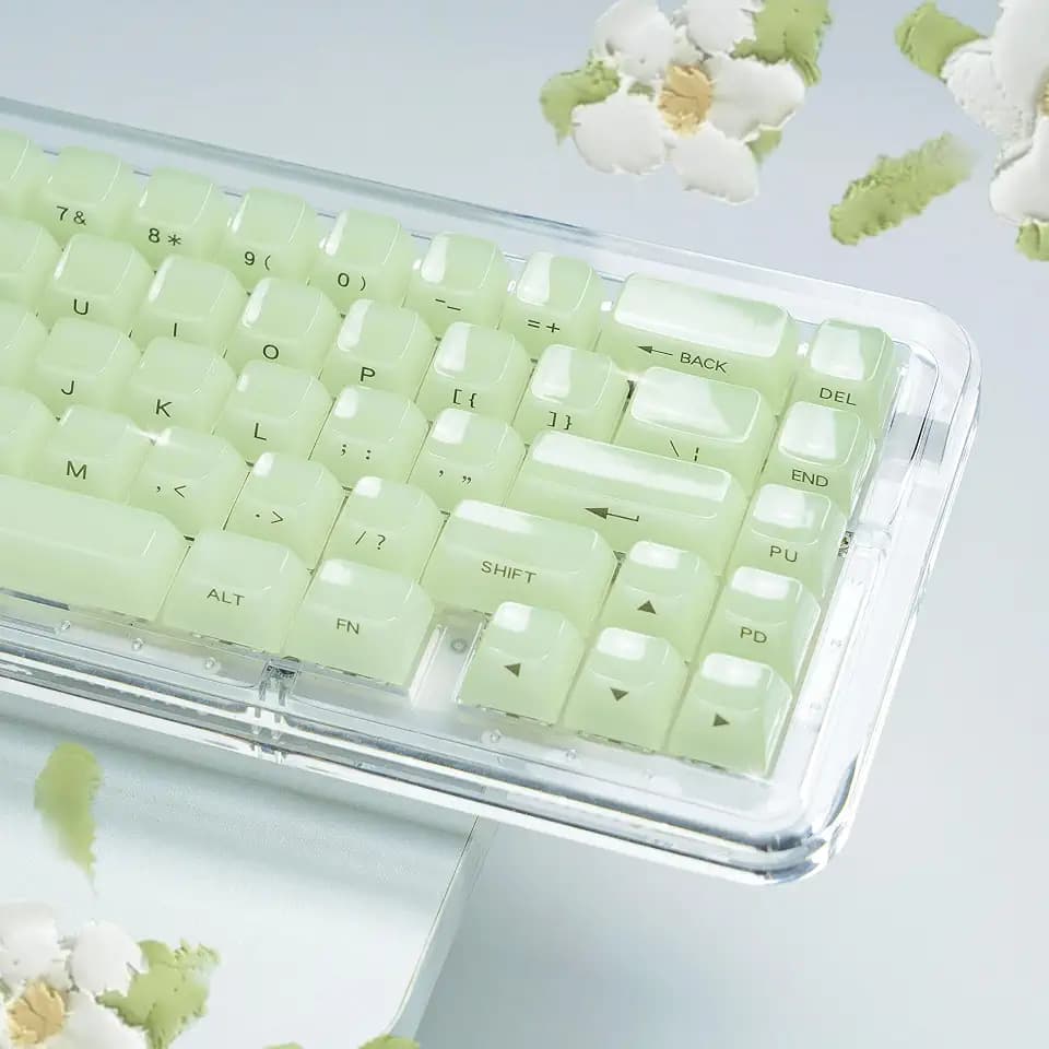 Womier Green Keycaps Jelly,Ceramic Keycaps Style,Clear Creamy Keyboard Caps