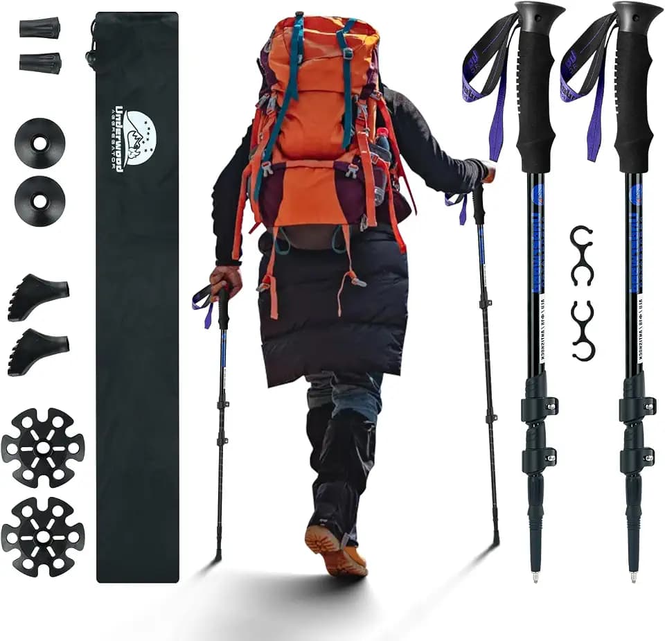 Collapsible Trekking Poles for Hiking, Adjustable Aluminum Walking Sticks