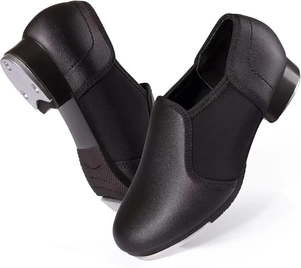 Tap Shoes for Girls and Boys - Slip-On Elastic Design | Non-Skid Sole & Premium PU Leather | Fashion Dance Shoes for Class & Stage Performances