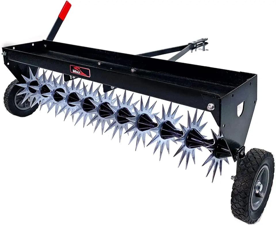 Brinly SAT2-40BH-P Tow Behind Spike Aerator with Transport Wheels, 40" - Carbon