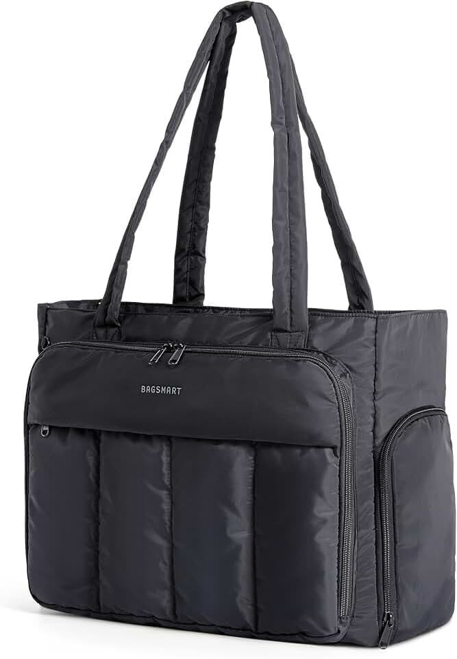 BAGSMART Puffer Tote Bag for Women, 21L/26L Work Tote Shoulder Handbag