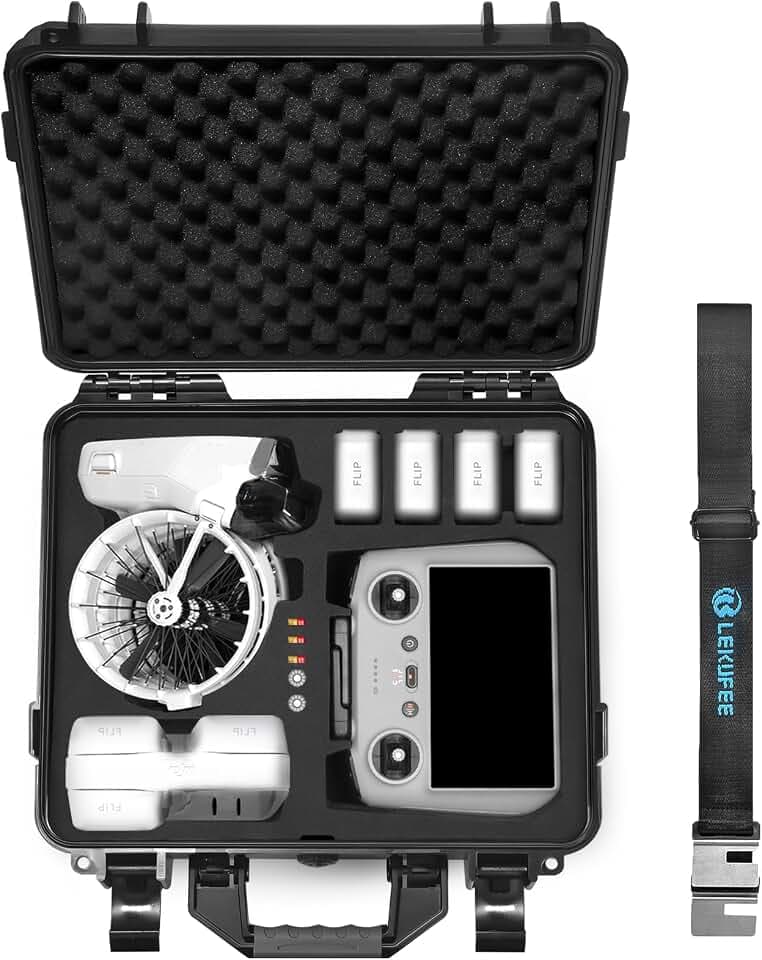 LEKUFEE wasserdichte Koffer für DJI Flip Drone, Fly More Combo, DJI RC N3/ N2/RC 2, Batterie (9 Stück), Ladehub und weiteres Zubehör (nur Tasche)
