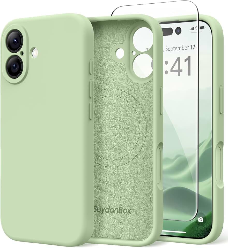 Magnetische Hülle für iPhone 17, kompatibel mit MagSafe, [vollständiger Kameraschutz] [Displayschutz] Stoßfeste Silikon-Schutzhülle für iPhone 17 6,3 Zoll, Matcha