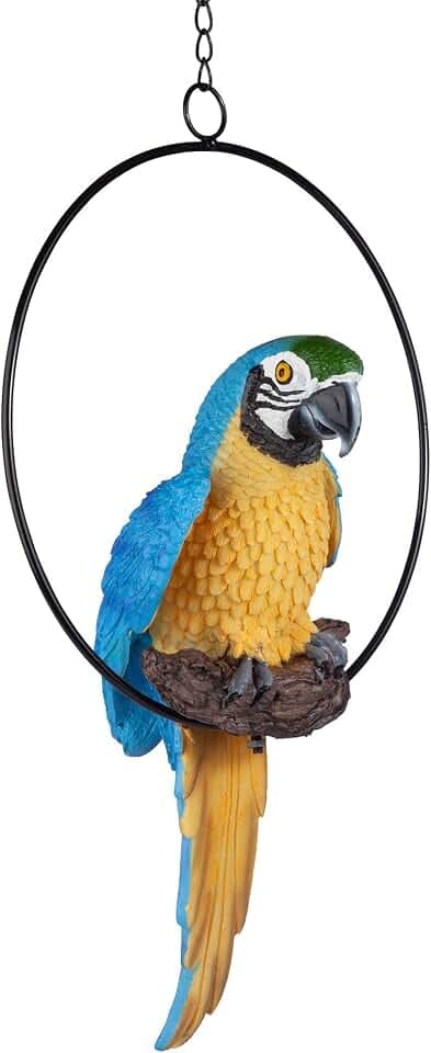 Design Toscano Polly in Paradise Parrot Hanging Bird Ring Perch