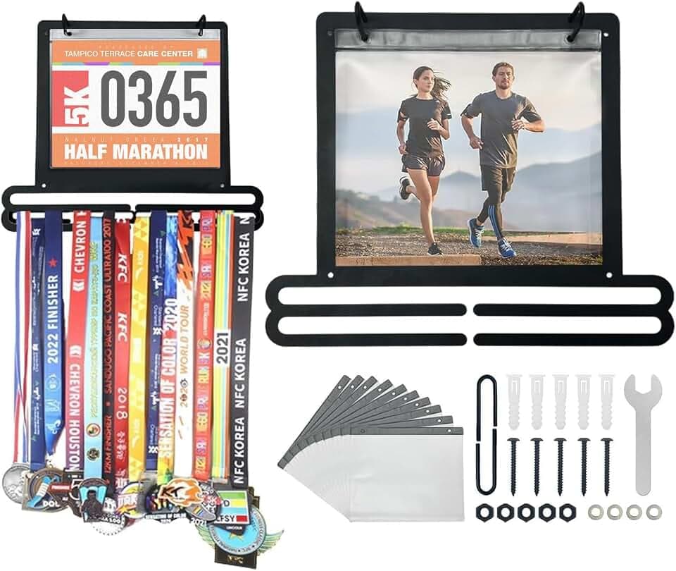 Auszeichnungsständer Medaillenaufhänger Laufrennen Lätzchen Medaillenaufhänger für Läufer Medaillen Display Aufhänger Sport Medaille Display Auszeichnungen Rack zeigt über 60 Medaillen und