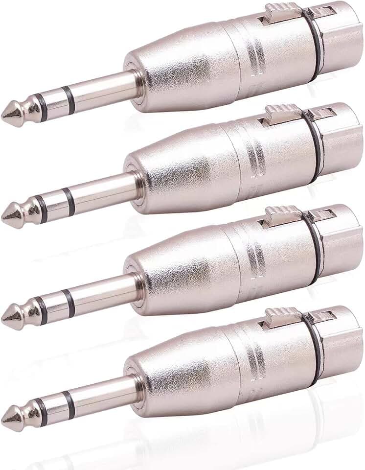 Smithok 4 Pack XLR Female to 1/4" TRS Adapter, Balanced Female XLR to Quarter Inch 6.35mm Male Adapters