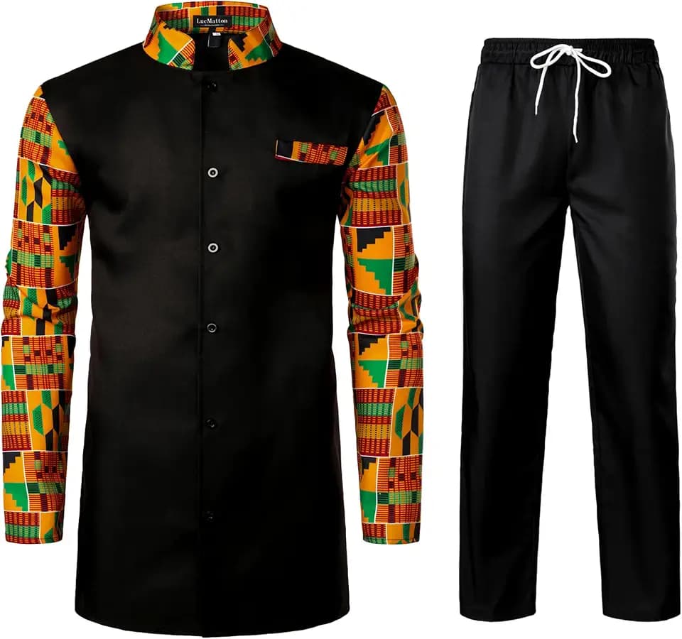 LucMatton Men's African Attire Traditional Ethnic Suits