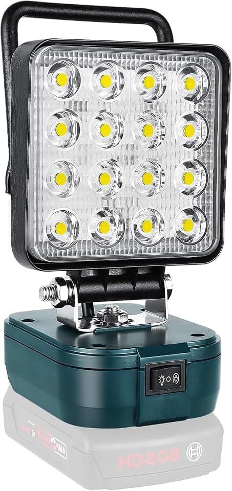 Willpower Cordless Portable LED Work Light for Bosch 18V Battery, 4'' 48W LED Floodlight for Outdoor Job Site Camping Garage Lighting, Low Voltage Protection, USB & Type-C Charging Port (No Battery)