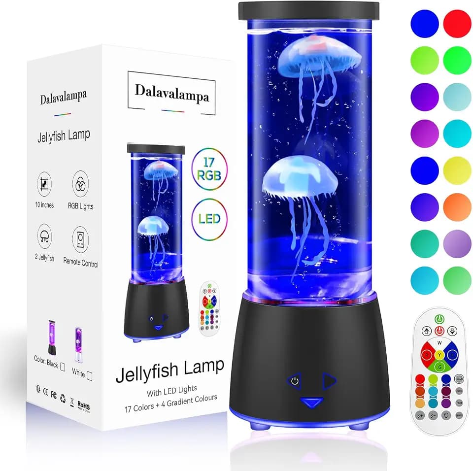 Dalavalampa 17 Colors Changing Jellyfish lamp with Remote - Jellyfish Tank Table Lamp, LED Night Light for Kids Adults, Aquarium Mood Lamp Home Decor, Party Birthday Gifts for Women Men