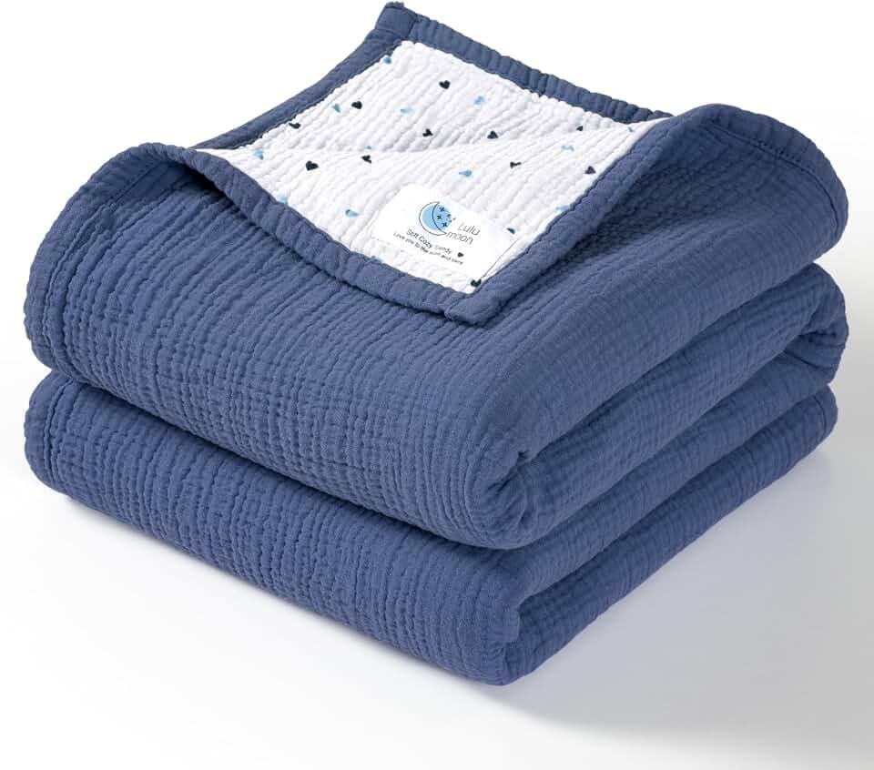 lulumoon Musselin-Babydecke – Baumwoll-Steppdecken für Kleinkinder