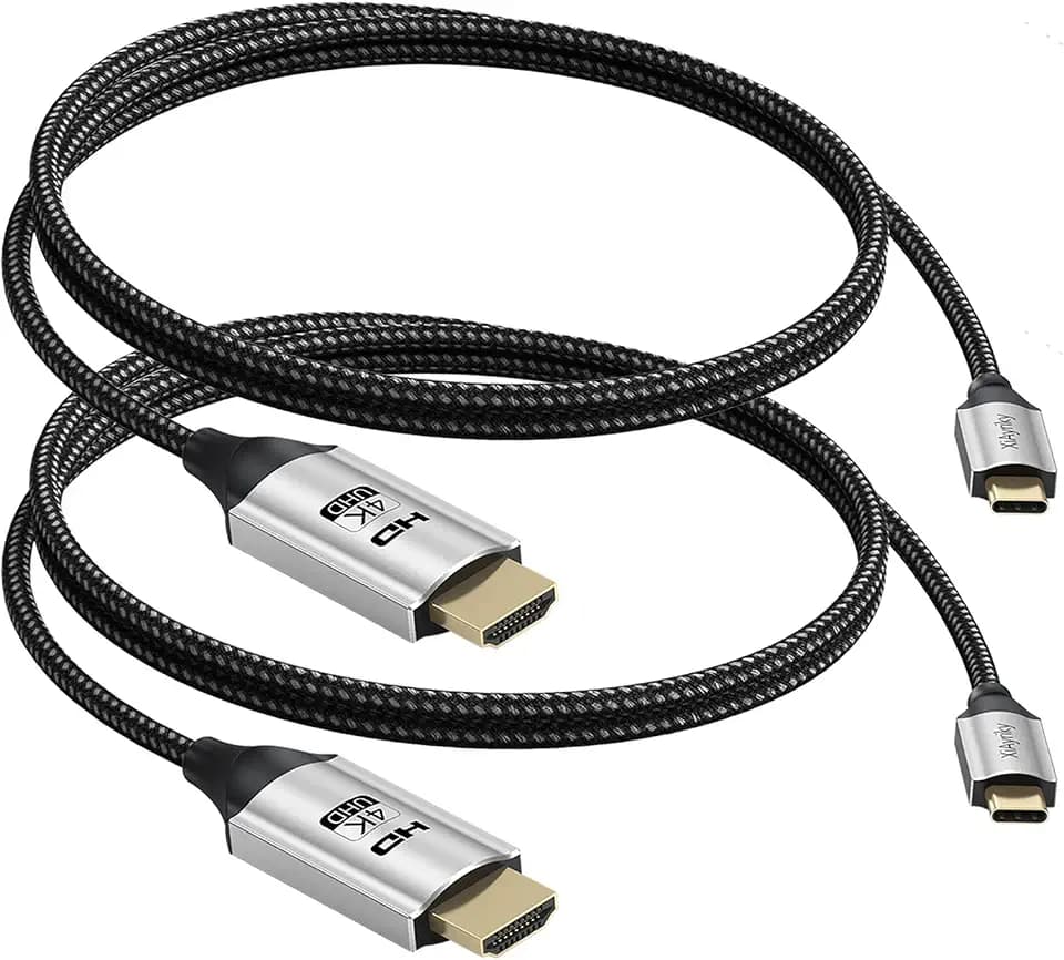 USB C to HDMI Cable 3FT 2-Pack, 4K USBC to HDMI Cable (Thunderbolt 3/4/5 Compatible), Source Type C to HDMI Monitor for iPhone 16/15/Galaxy S25/MacBook Pro Air/Mac mini 2024/iPad Pro/Pixel/Surface Pro