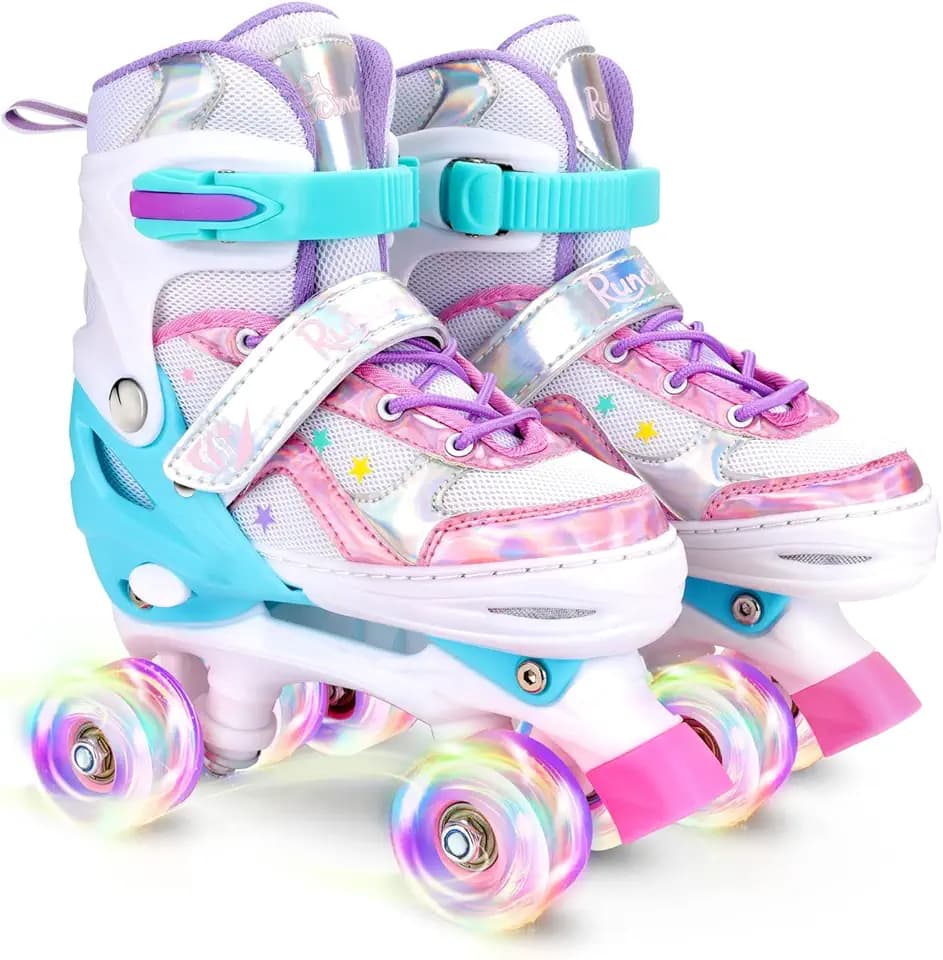 Toddler Roller Skates for Girls Kids Boys, 4 Size Adjustable