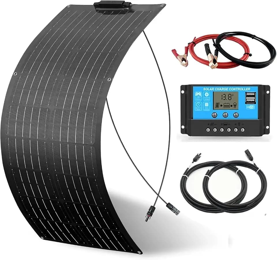 50W Flexibles Solarpanel Kit Set 12V Schwarz Solaranlage Wohnmobil Boot
