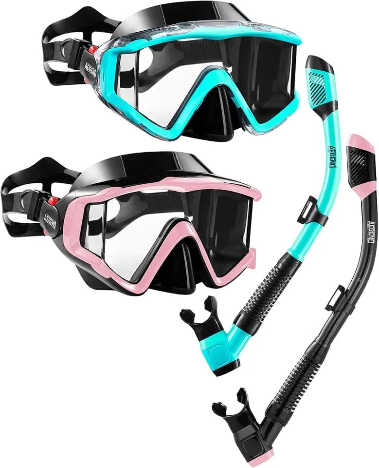 Aegend Snorkeling Gear for Adult Kid - Anti-Fog Mask with Top Dry Valve
