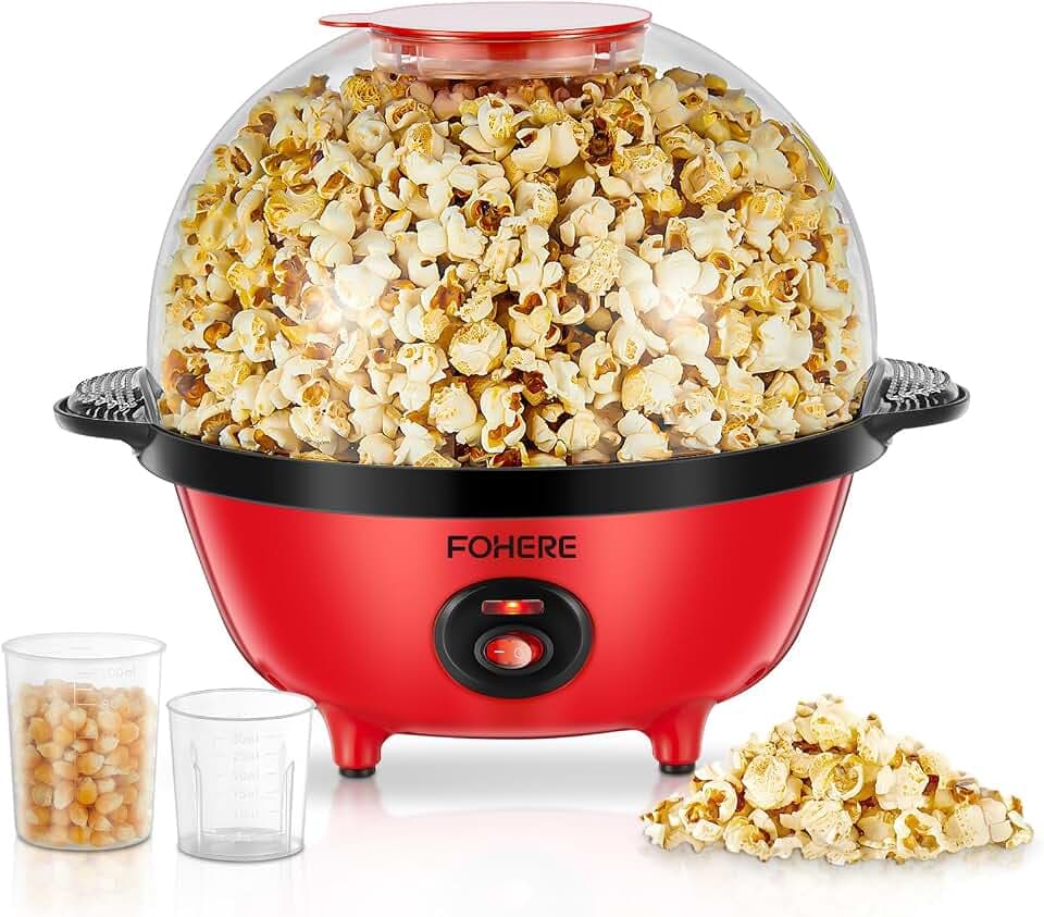 FOHERE 4,5L Popcornmaschine, 700W Popcorn Maschine mit 2 Messbecher