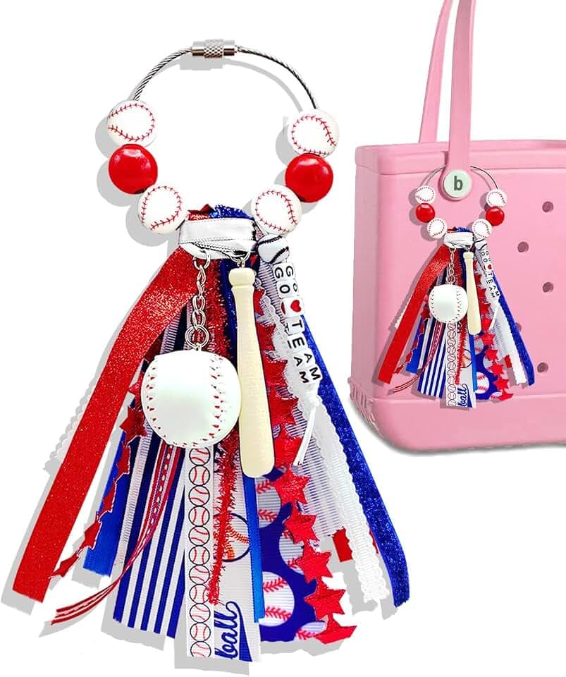 Simply Southern Ball Sports Charm Bogg Bag Accessories, Ribbon & Beach Tote