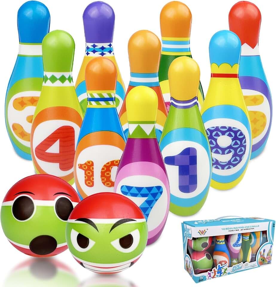 Chiluxendo Kegelspiel für Kinder(12Pcs), Dosenwerfen Kegeln Cones Kegel, Mini Bowling Ball Set für Zuhause, Kinderspiele Lernspiele Geschenk Montessori Junge Mädchen Outdoor Spiel