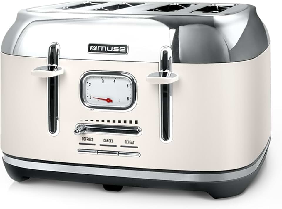 MUSE MS-131 SC Retro Toaster Edelstahl, 4 Scheiben, 6 Bräunungsstufen