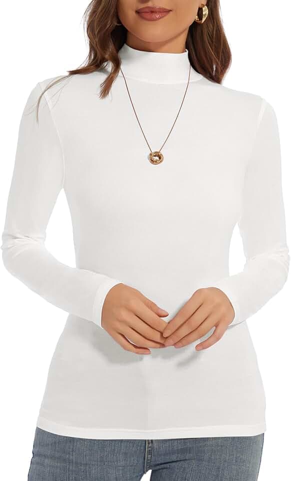 Mock Turtle Neck Long Sleeve Pullover High Neck Undershirt Slim Fit Basic Casual Tee Tops