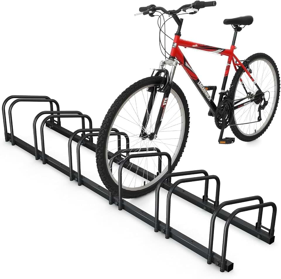 VOUNOT® Fahrradständer für 6 Fahrräder, Boden und Wandmontage, Aufstellständer Mehrfachständer, Schwarz