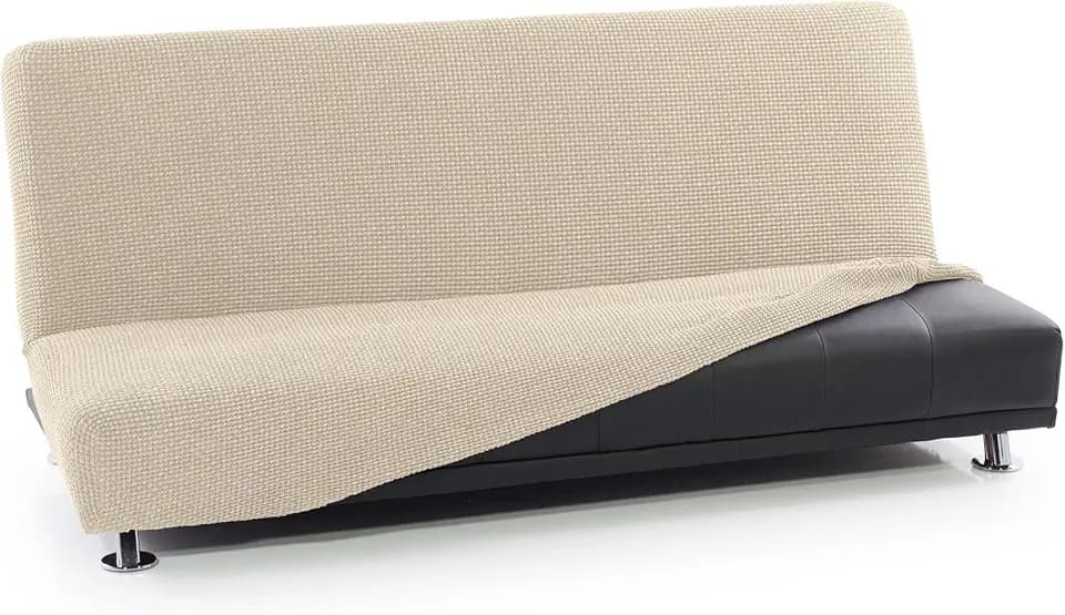 FAVERTI® Sofabezug Click Clack 1-Sitzer von 50 bis 80 cm | Modell Novelle | Beige | Super elastischer Bezug ideal für jedes Sofa Bett | Qualitätsschutz Jacquard Touch Baumwolle