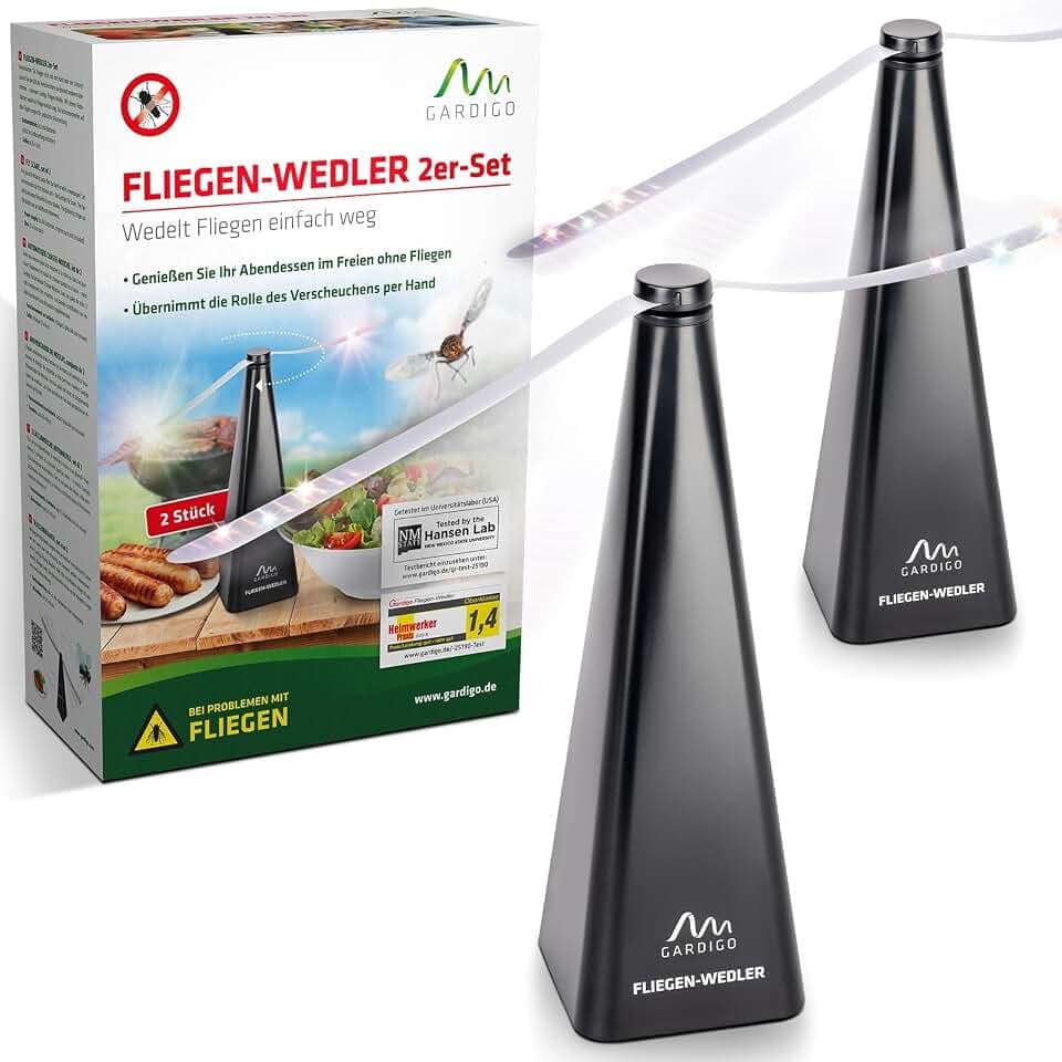 GARDIGO Fliegenwedler 2er Set – Fliegenabwehr für Tisch, Terrasse